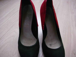 schwarz rote Pumps high heel ungetragen Gr. 36 NEU echt Leder