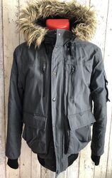 Parka Wintrjacke mit Kaputze 44 46 XS S grau pelz