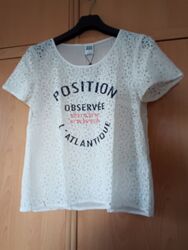 Damen T-Shirt , Bluse Gr M Kurzarm Vero Moda Weiss mit Druck. Maritim, Neu