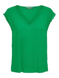 Only Damen Basic T-Shirt Top - OnlJasmina V-Ausschnitt kurz-arm mit Spitze