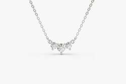 Diamant Hals Kette Collier 3 Brillanten 0,26 ct Karat VS 14K 585 Gold Trio