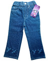 Jeans Gr.98 Sandsoil NEU 100% Baumwolle Stick Blumen denim Hose blau kinder