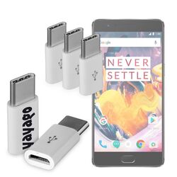 3er Set USB 3.1 Typ-C auf Micro USB Adapter weiß für OnePlus 3T Type C Stecker