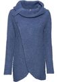 Strickpullover mit Knöpfen Gr. 44/46 Blau Damen Langarm Rollkragen-Pullover Neu*