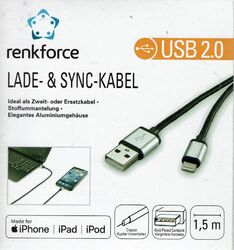 Renkforce Apple Lightning Anschlusskabel für Apple iPod/iPad/iPhone 1,5 m - A22