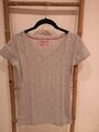 Basic T-Shirt grau mit V-Ausschnitt, Gr. S