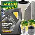 MANN INSPEKTIONSPAKET+5L MANNOL 504 5W-30 ÖL passend für AUDI A1 VW POLO 6R1 TSI