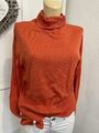 Damen Strickpullover Feinstrick Rollkragen Orange 60% Modal Gr. L 40  #145#