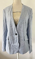 Zara Damen Kragenloser Blazer Jacke Hellblau Gr. UK 10 Euro 38 Freizeit Smart