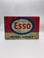 Blechschild Esso Petrol Agency 20x30cm Nostalgie Retro Reklame Vintage Werkstatt