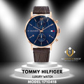 Tommy Hilfiger Herren Quarz Lederband blaues Zifferblatt 44 mm Uhr 1710418