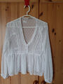 Stradivarius Damen  Transparent Blusenshirt Gr. M m. Lochmuster/Stickerei