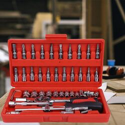 46 tlg 1/4" Steckschlüssel Satz Set Knarrenkasten Ratschenkasten Nusssätze Tools