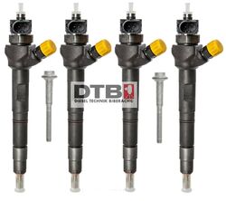 Injektor VW AUDI 2,0 TDI 03L130277J 0445110369 03L130277Q +Schrauben 03L130855CXkomplettes 4-er Set inkl. Dehnschrauben und Dichtungen!