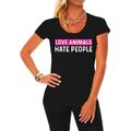 TShirt Damen Tierschutz Love Animals Pferd Katze Hund Peace Geschenk Zitat 