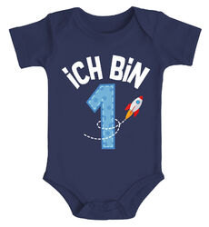 Baby-Body 1.Geburtstag Ich bin 1 Zahl Alter Rakete kurzarm Body Baumwolle