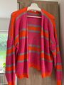 Strickjacke, Gr. 46 / 48, Pink / Orange / Grau