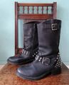 Buffalo Stiefeletten Gr. 37 Schwarz Boots Biker Stiefel Leder Nieten Neuwertig 