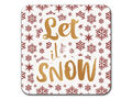 INTERLUXE LED leuchtender Untersetzer - Let is snow Rot Gold - Bierdeckel Spruch