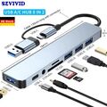 USB C Hub 8 in 1 Adapter 4K USB 3.0 Micro SD Kartenleser.