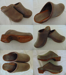 SANITA CLOGS   Braun; Leder; Lindenholz;