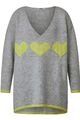 Angel of Style Damen große Größen Pullover oversized Herzen V Ausschnitt