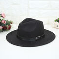 Herren Damen Hart Filzhut Breite Krempe Fedora Panama Hut Gangster Jazz Hüte--