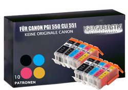 10 Druckerpatronen für Canon PGI-550 CLI-551 Pixma IP7250 MG5450 MX925 MX725