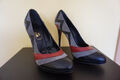 mehrfarbige Stiletto Plateau Pumps Gr 43 Wildleder & Leder grau schwarz rot