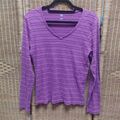 Tommy Hilfiger Damen Langarm Strickpullover Gr. Large gestreift lila gebraucht