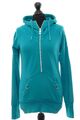 Bench Damen Hoodie Pullover M grün türkis uni Zip Kapuze Sweat mit Baumwolle