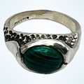  Grün Malachit Nugget oval massiv 925 Sterlingsilber Uni-Sex Ring GRÖSSE 8,5