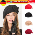 Damen Baskenmütze Französisch Warme Wolle Winter Mütze Hut Retro Blumen Beret