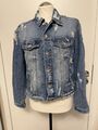 Zara Jacke Jeansjacke blau Used Destroyed Look Gr.L