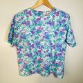 Hübsche Vintage Bluse Kurzarm Oberteil Gr. 12/14 Blumenmuster Ditsy Print