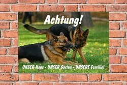 Schild Hund Schäferhund Achtung! Unser Haus Unser Garten Unsere Familie!