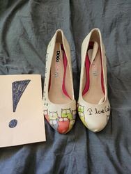 DOGO Schuhe Pumps High Heels Katzen I love cats beige bunt Gr. 39