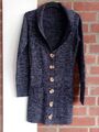 Strickjacke, Grobstrick, emoi by emonite, dkl. lila/schwarz gemustert, Gr. 36/38