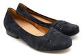 GABOR comfort Ballerinas blau dunkelblau Gr. 37 Nubuk Leder mit Steinchen