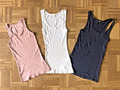 3 Basic Tanktops weiß blau rosa Gr. S / M, Esprit, H&M, Cross Jeans