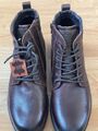 AM SHOE Herren Schnürboots Echtleder Schuhe Stiefel, Reißverschluß Braun  Gr. 44