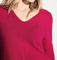 CECIL Pullover 3/4 Arm Feinstrick dekorative Frontnaht V-Ausschnitt M 40 42 Pink