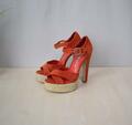 schicke Buffalo Plateau High-Heel Sandaletten Gr. 37 Echtleder orange