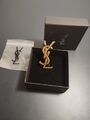 Yves Saint Laurent Vintage Brosche Pin Antik Gold 6×3 Cm (KOSTENLOS VERSAND)