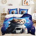 3D Sternenhimmel Kätzchen Astronaut Bettwäsche Set Kissenbezug Bettbezug 135x200