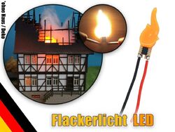 Flackerlicht LED brennendes Haus Brandflackern Feuer H0, TT, G Lagerfeuer Kamin