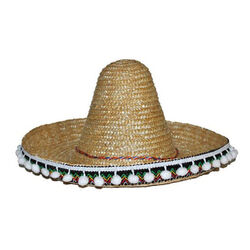 Mexikanischer Hut / Sombrero mit Bommeln, Durchmesser 60 cm, Natur