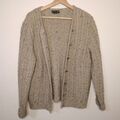 Moschen Modell Strickjacke Damen L Pure Schurwolle Grau Meliert Vintage Look