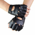 Männer Punk Leder Handschuh Halbfinger Fingerlos Dring Motorrad Biker Sport Han