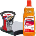 Sonax Glanzshampoo Konzentrat Autoshampoo 1L inkl. Sonax 2in1 Multischwamm